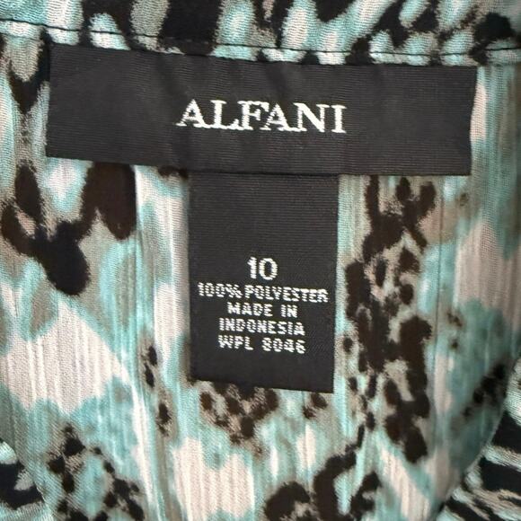 Alfani Sleeveless Ruffle Blouse, Button Up Top Snakeskin Animal Print Womens 10 - Picture 7 of 8